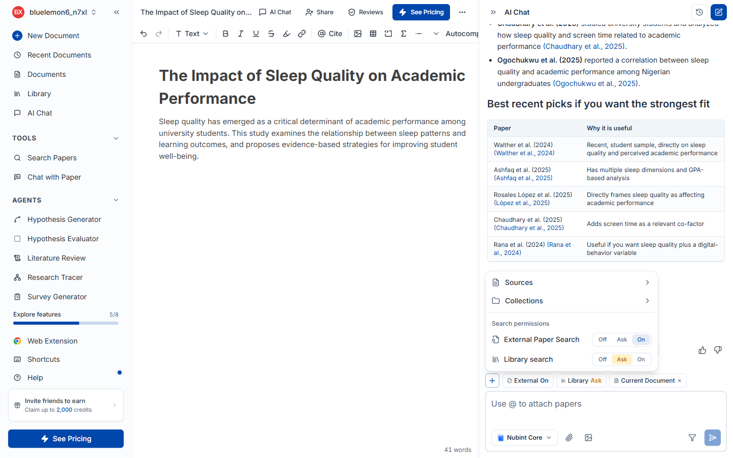Add Context popover with sources, collections, and search permissions