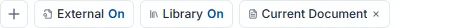 External and library search toggles