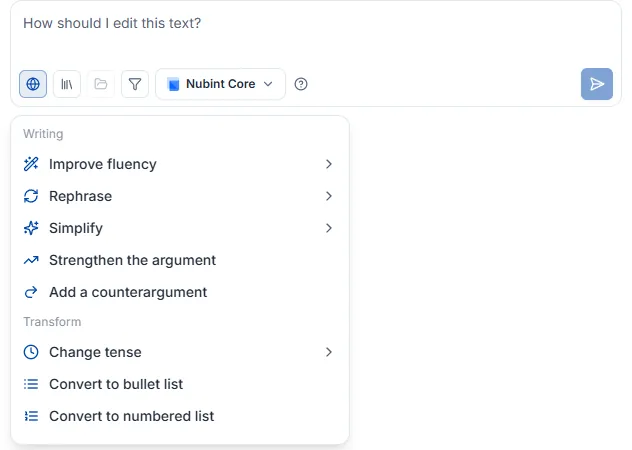 AI edit popover