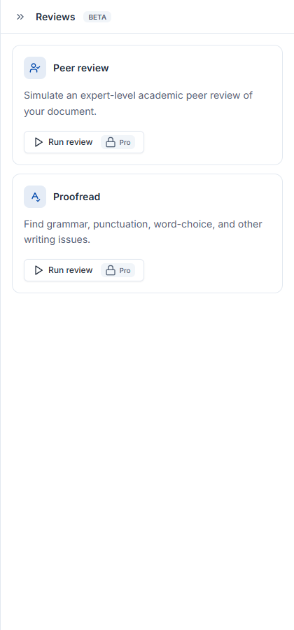 Proofreading in the review panel