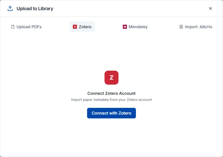 Zotero import screen