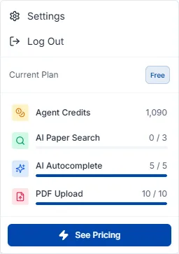 Credits and usage in the profile menu
