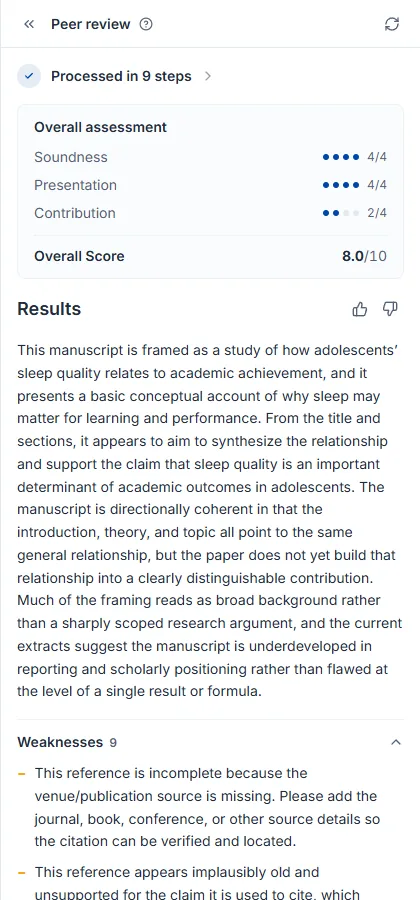 Review results screen