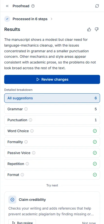 Review results screen